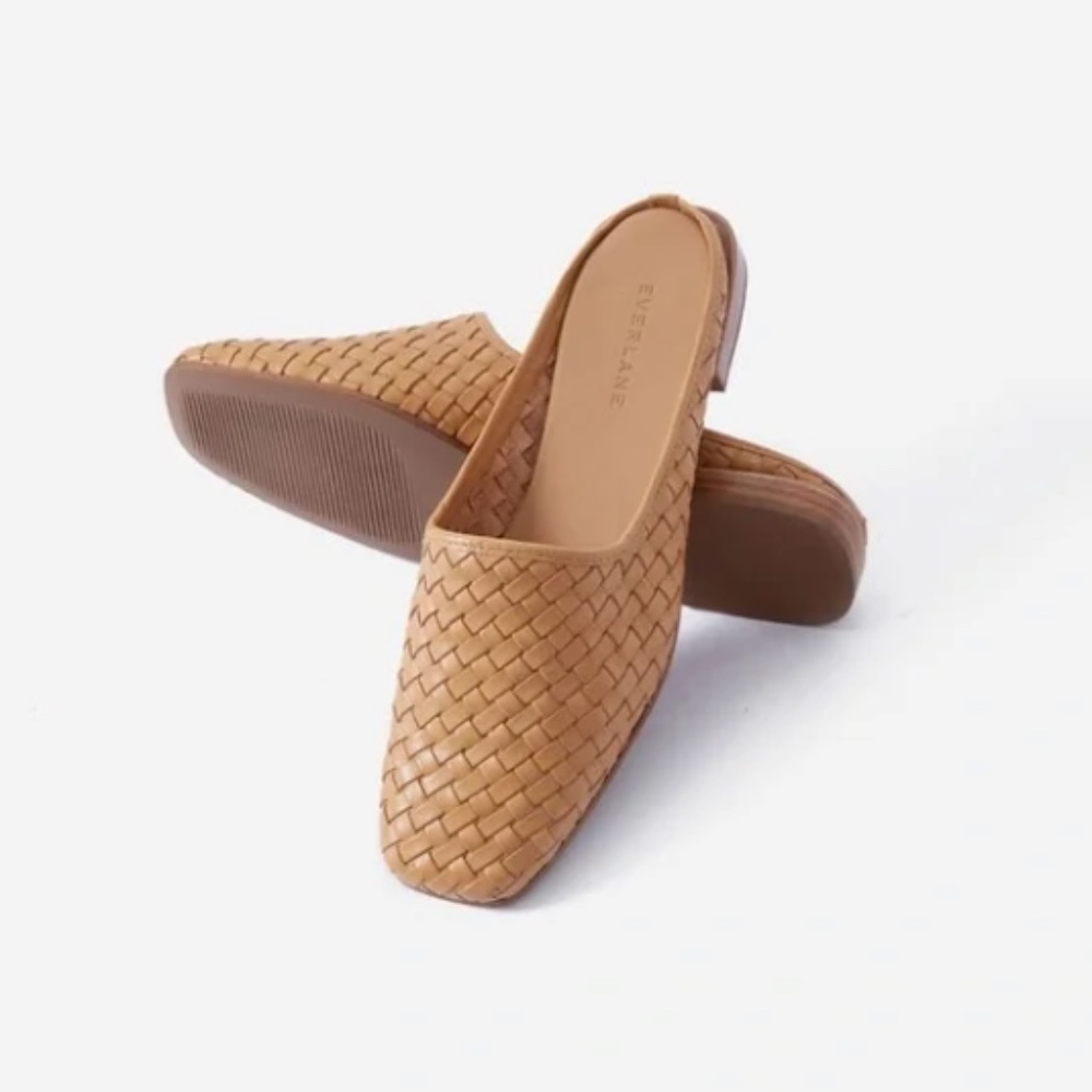 Everlane Tan Woven Leather Mules